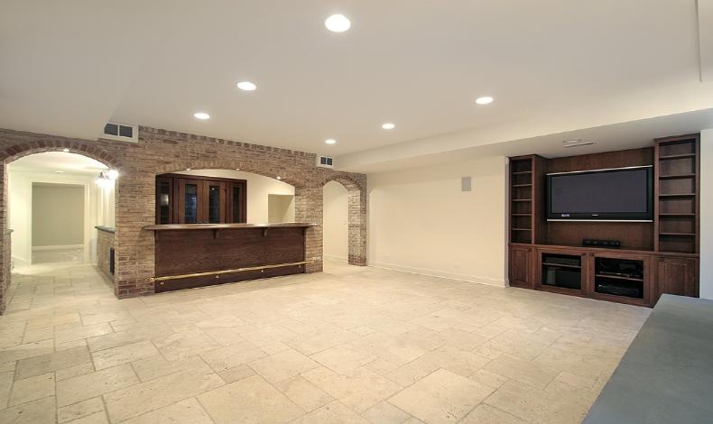 Tiled basement floor